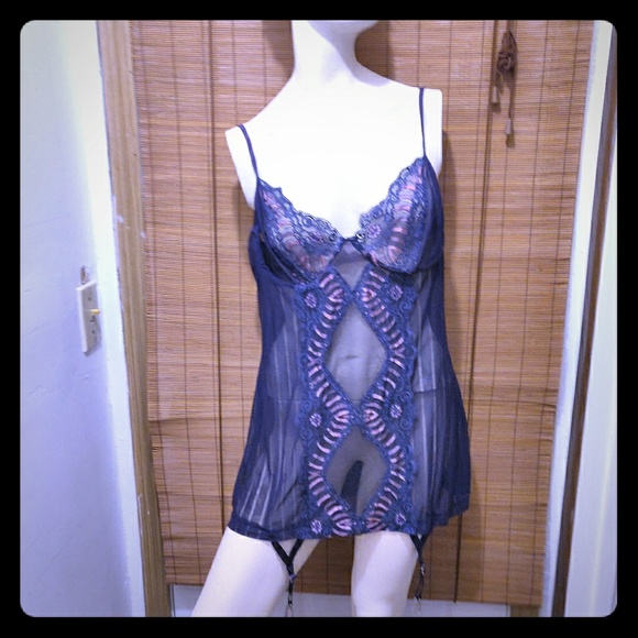 Other - Purple lace cutout XL faux corset garters